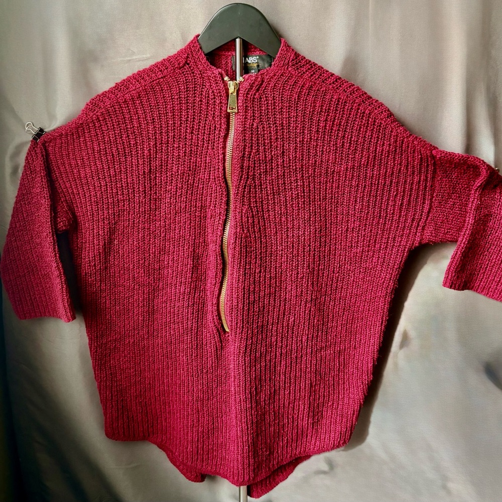ABS Allen Schwartz Women's Burgundy Zip-Up Sweater